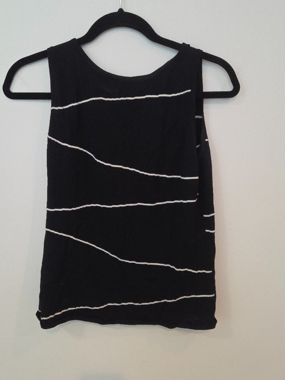 Entier Classiques Nordstrom Black White Striped Sleeveless Top S